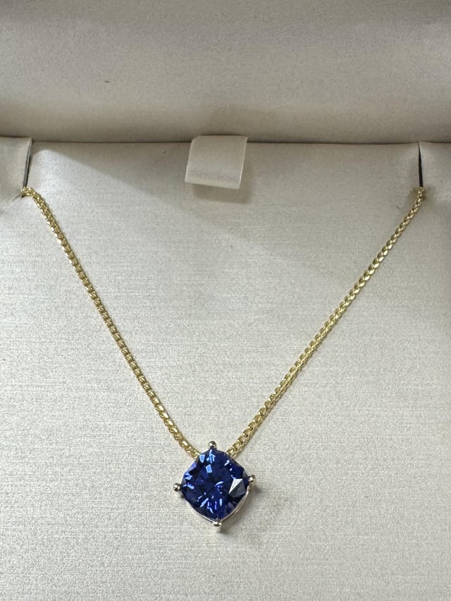 我给女士的礼物-Blue Sapphire 14k Franco Collier