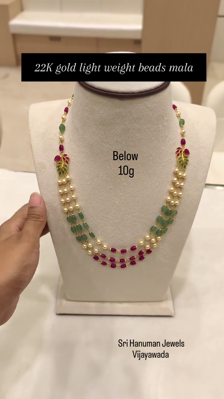 Light Weight Beaded Gold Necklace From