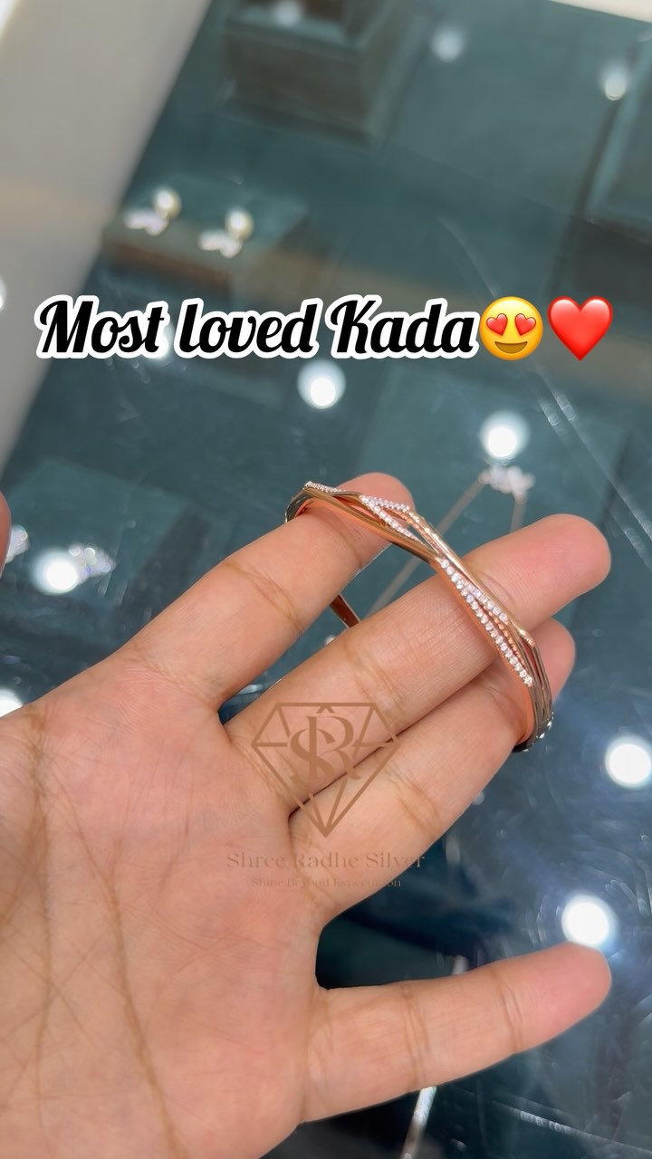 玫瑰金银92.5 Zigzag Kada，来自“什里拉德银”•印度南部珠宝