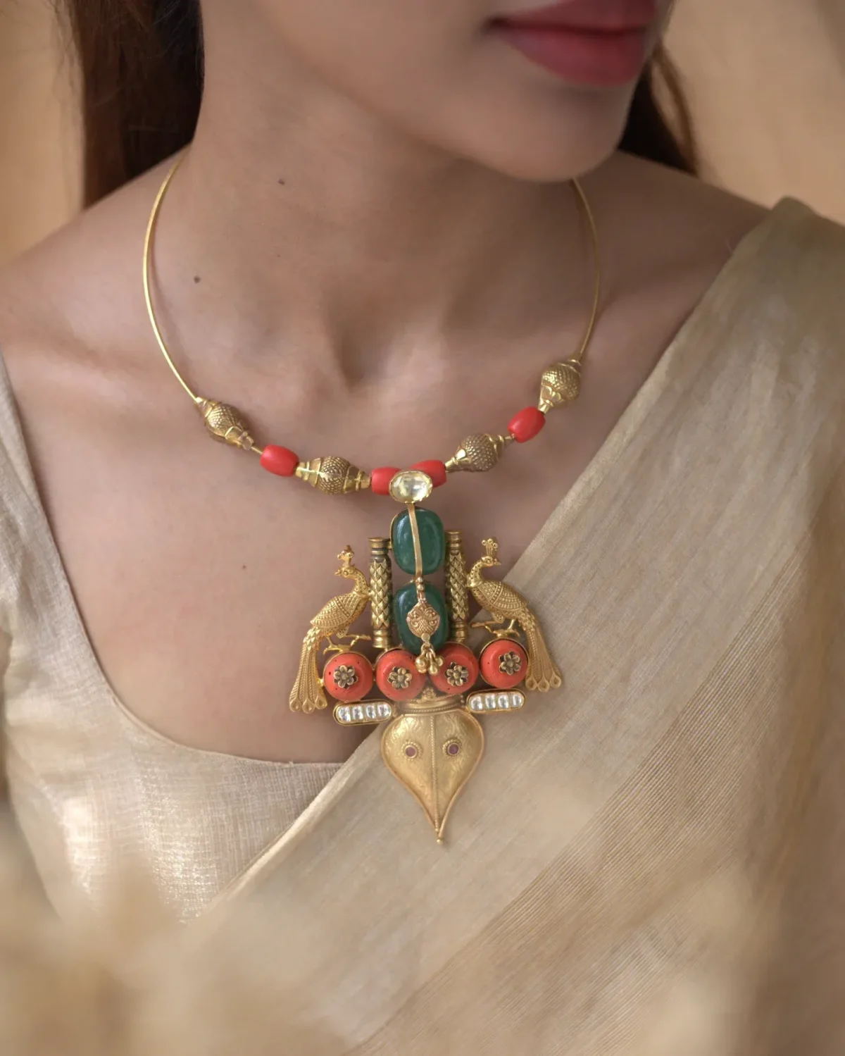 Coral Beads Hasli Necklace Collection From 'Prade Jewels'