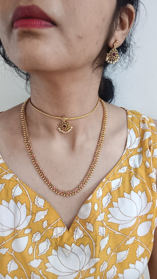 Multi Colored Attigai Necklace and Haram From