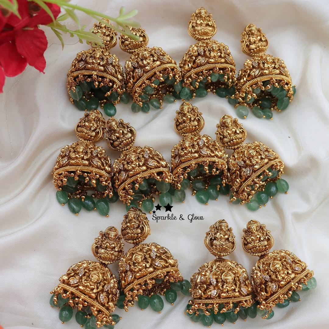 来自jhumkas的jhumkas古董lakshmi，来自“闪闪发光的阿卡纳那”•南印度珠宝