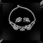 Weiss Art Deco Rhinestone珠宝系列 - 白色项链和匹配面板