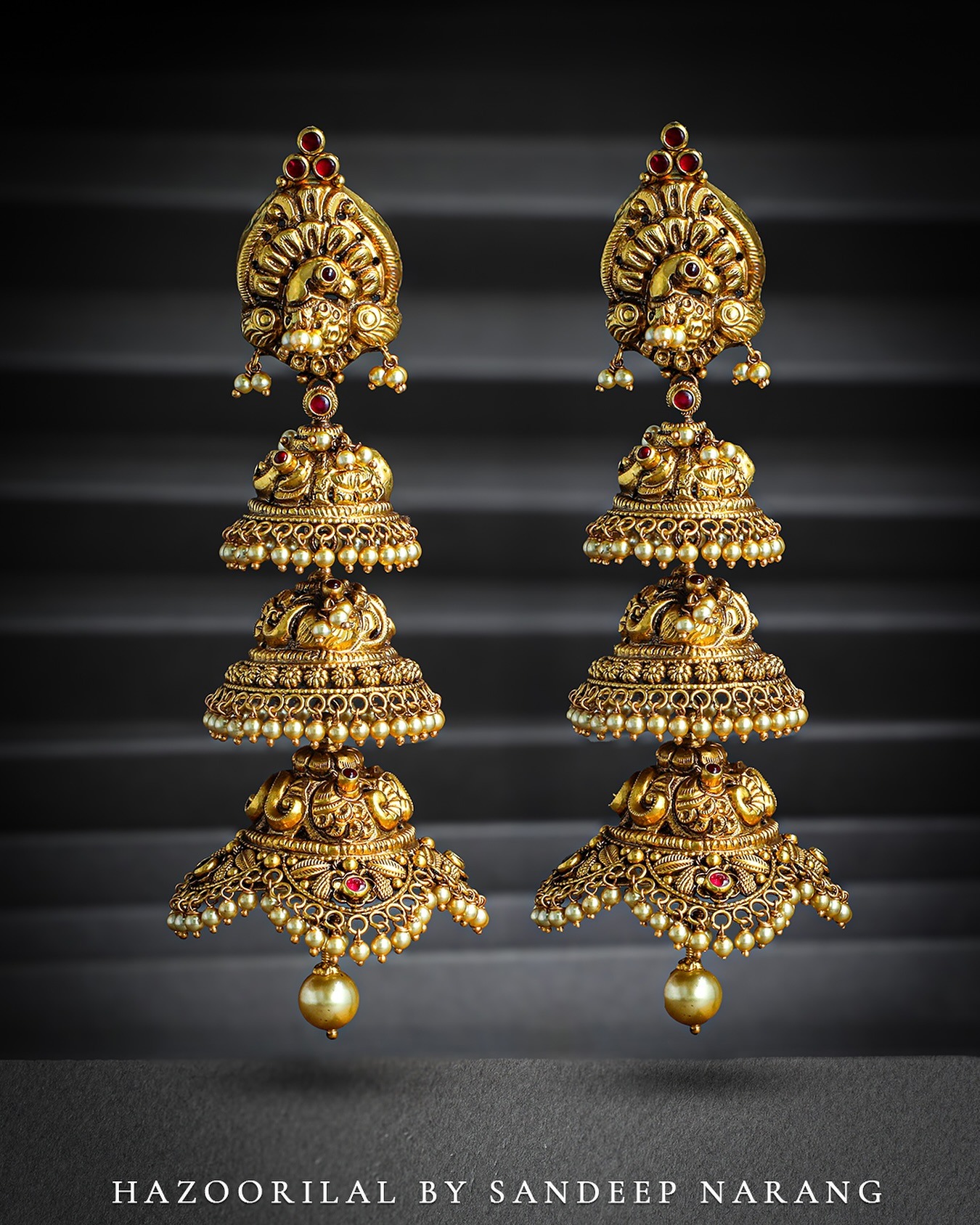 Three Layers Gold Jhumkas From