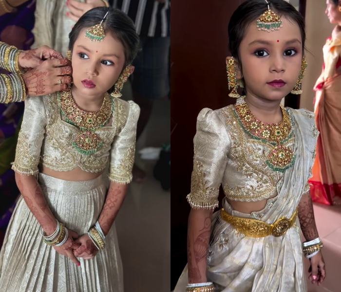 Kids Jewellery Styling For Silk Sarees By