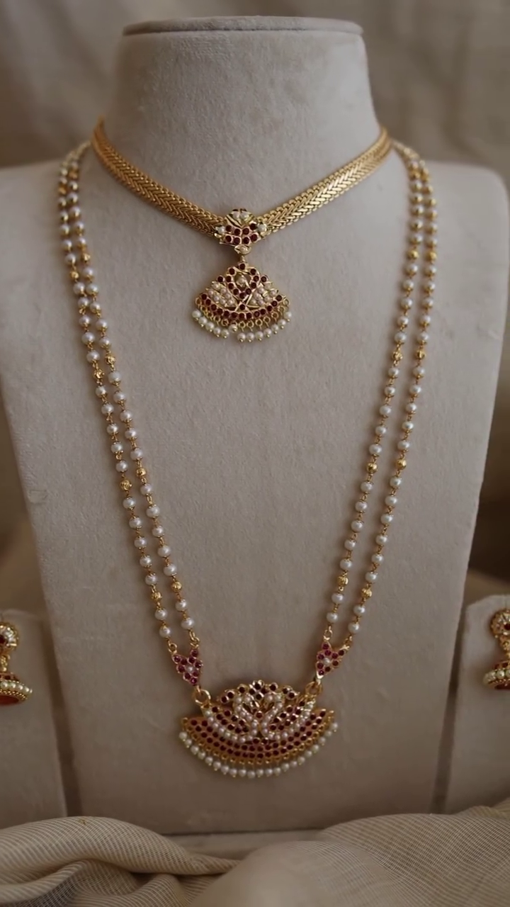 Imitation Attigai and Pearl Jewellery Set From