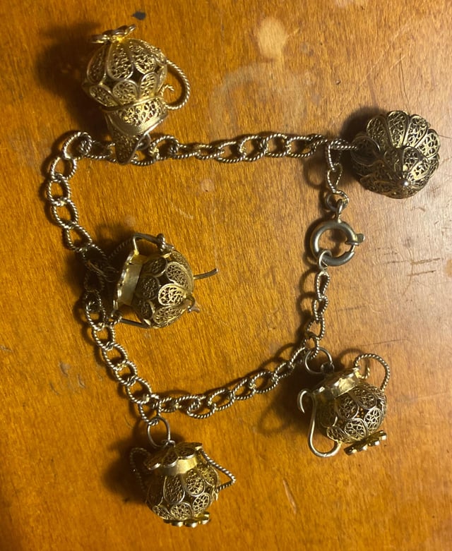 镀金和镀金银茶具手链