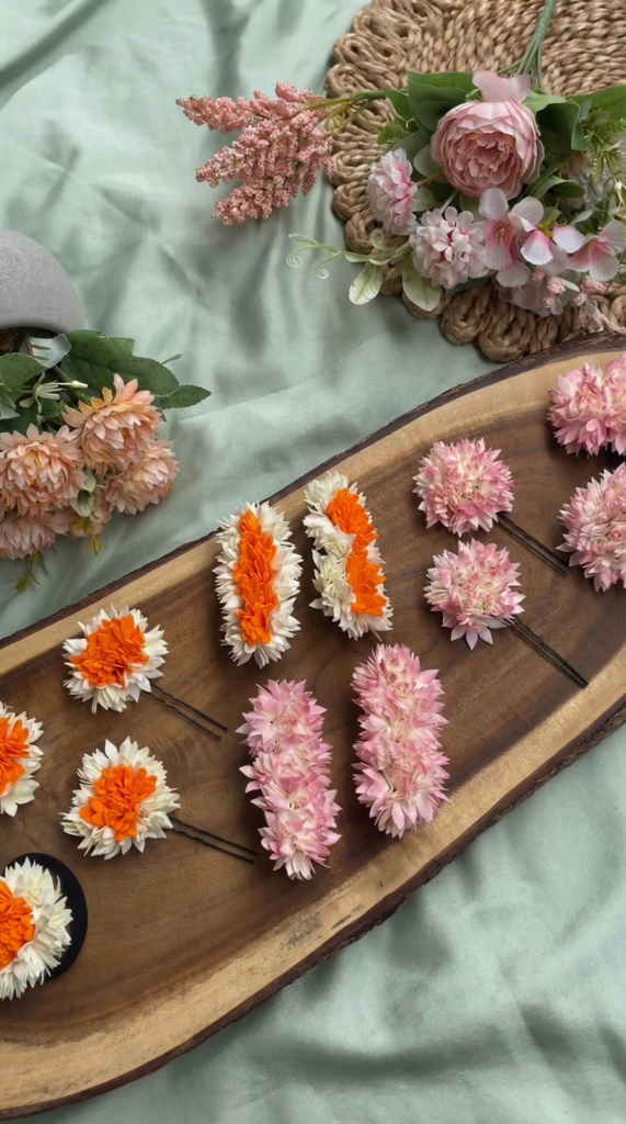 Artificial Flower Hair Clips From
