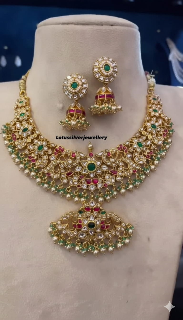 Dual Peacock Design Necklace From