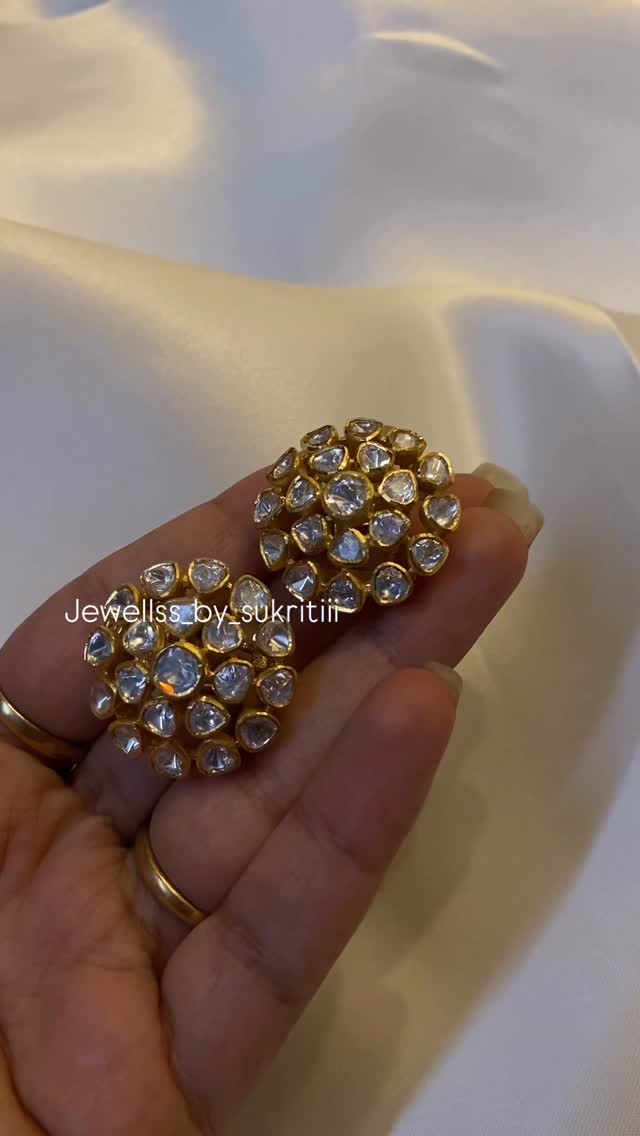 Moissanite Polki Ear Studs From