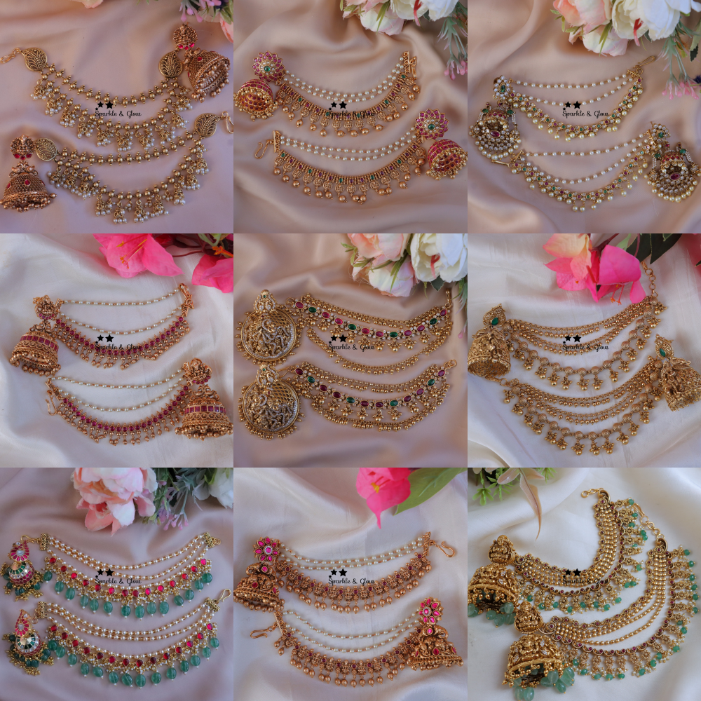 Traditional Earrings with Ear Chains From