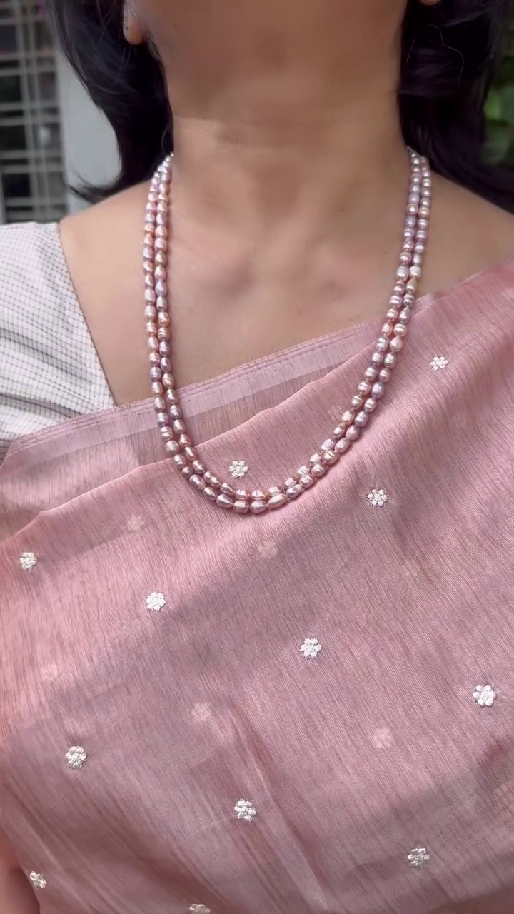 Two Layers Pearl Long Necklace From