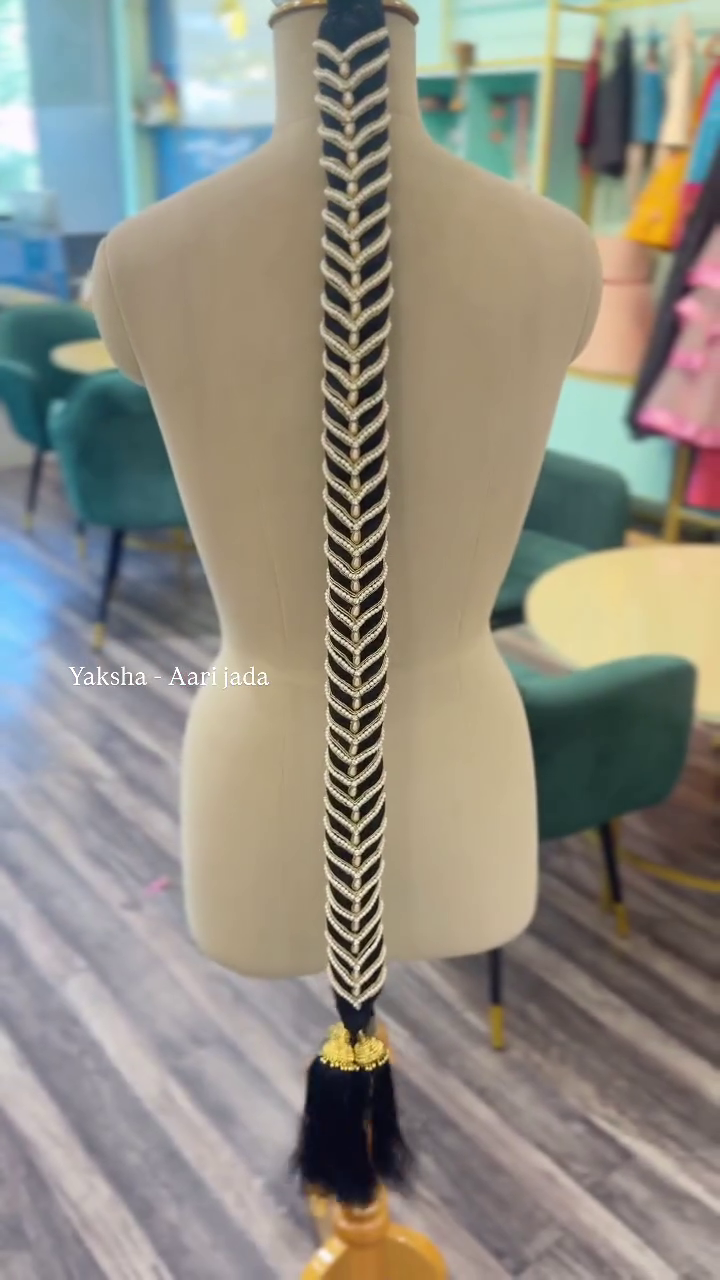 Bridal Pearl Embroidery Work Black Long Jada From