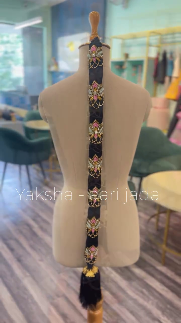 Maggam Work Lotus Black Poola Jada Kuchhulu From