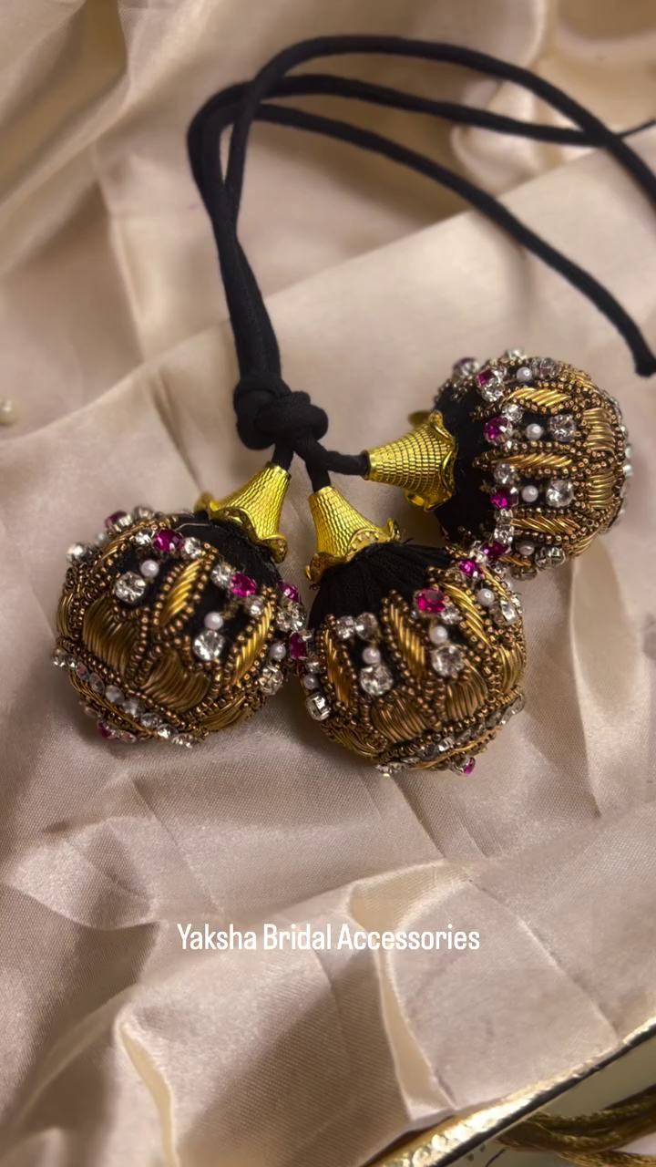 Triple Dome Black Thread Bridal Jada Koppulu From