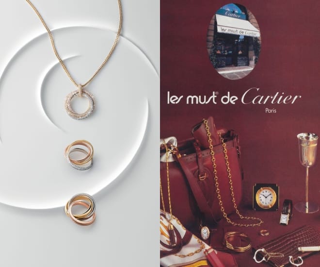 说明：自 1924 年以来，卡地亚 Trinity 戒指一直是爱情、忠诚和友谊的象征