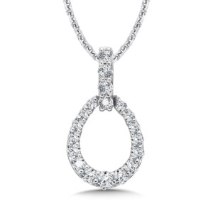 Caro74 Diamond Pendant in Egg shape with Diamond Bale in 14K White Gold (HCFP655WJ)