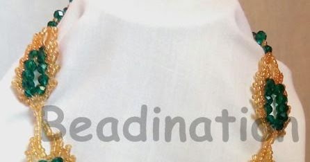 绿色和金色的圣彼得堡针串珠叶教程