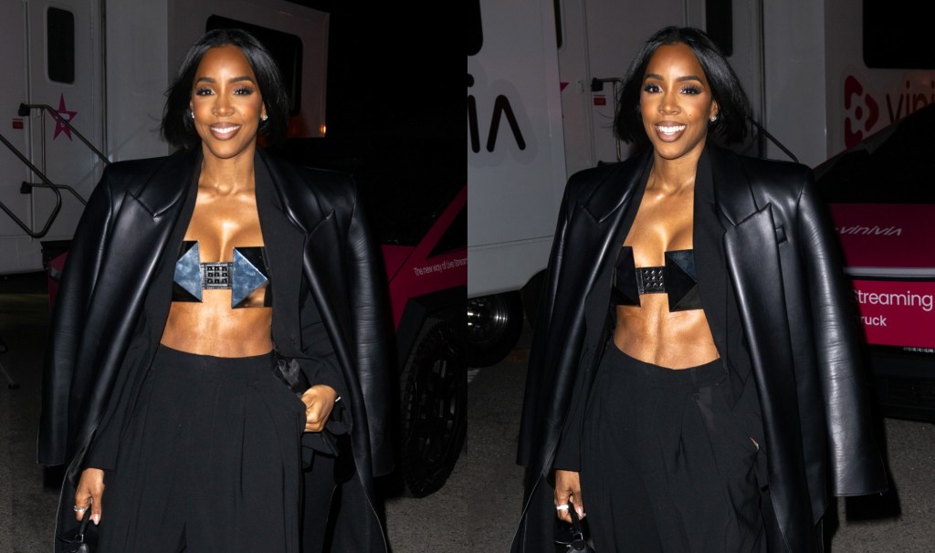 凯莉·罗兰 (Kelly Rowland) 的镶钉文胸为她在 Vinivia 应用程序上的套装增添了大胆的气息