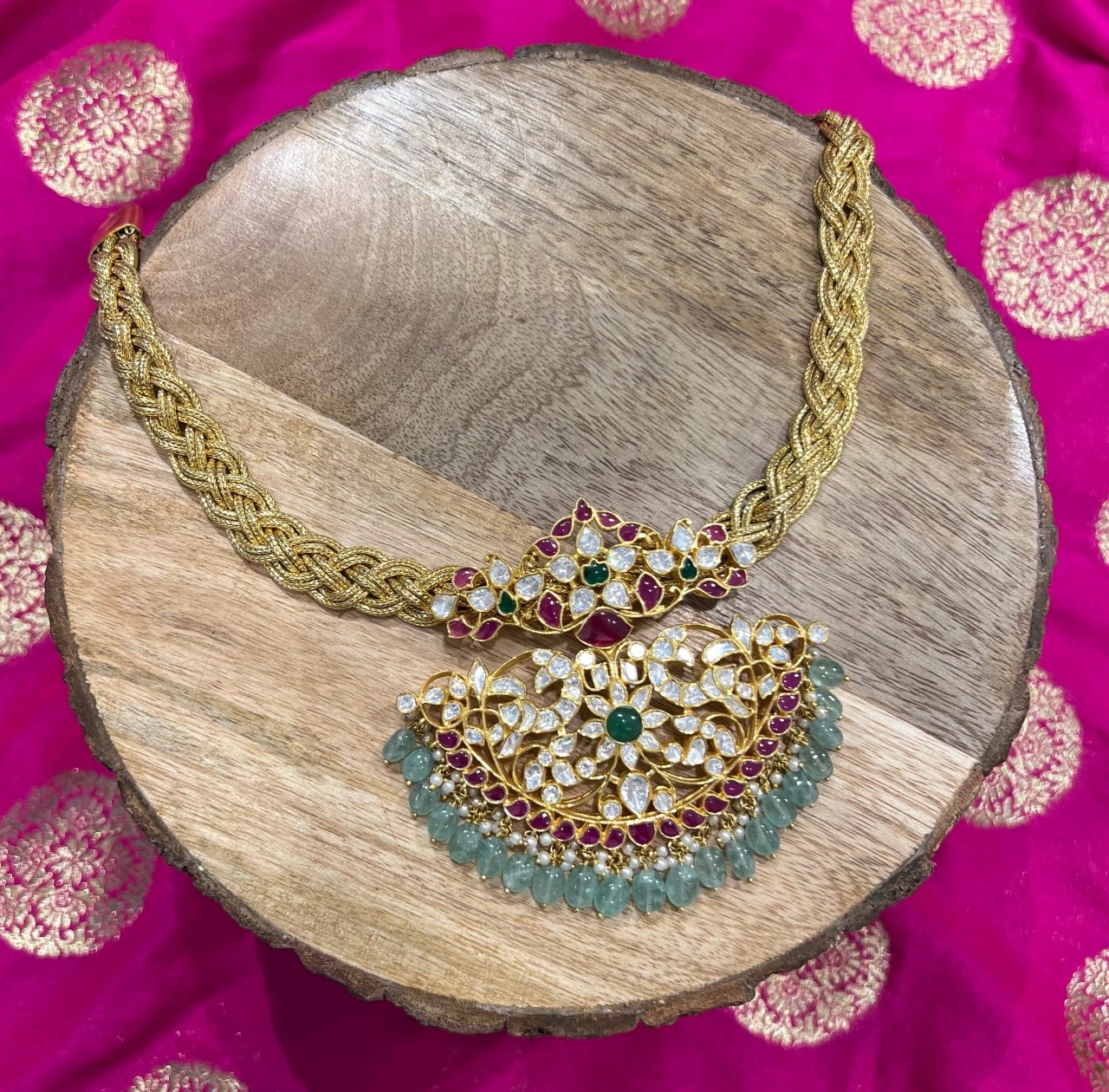 moissanite polki attigai necklace