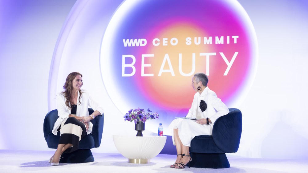 Brooke Shields speaks at WWD's annual Beauty CEO Summit at The Ritz-Carlton Key Biscayne in Miami.