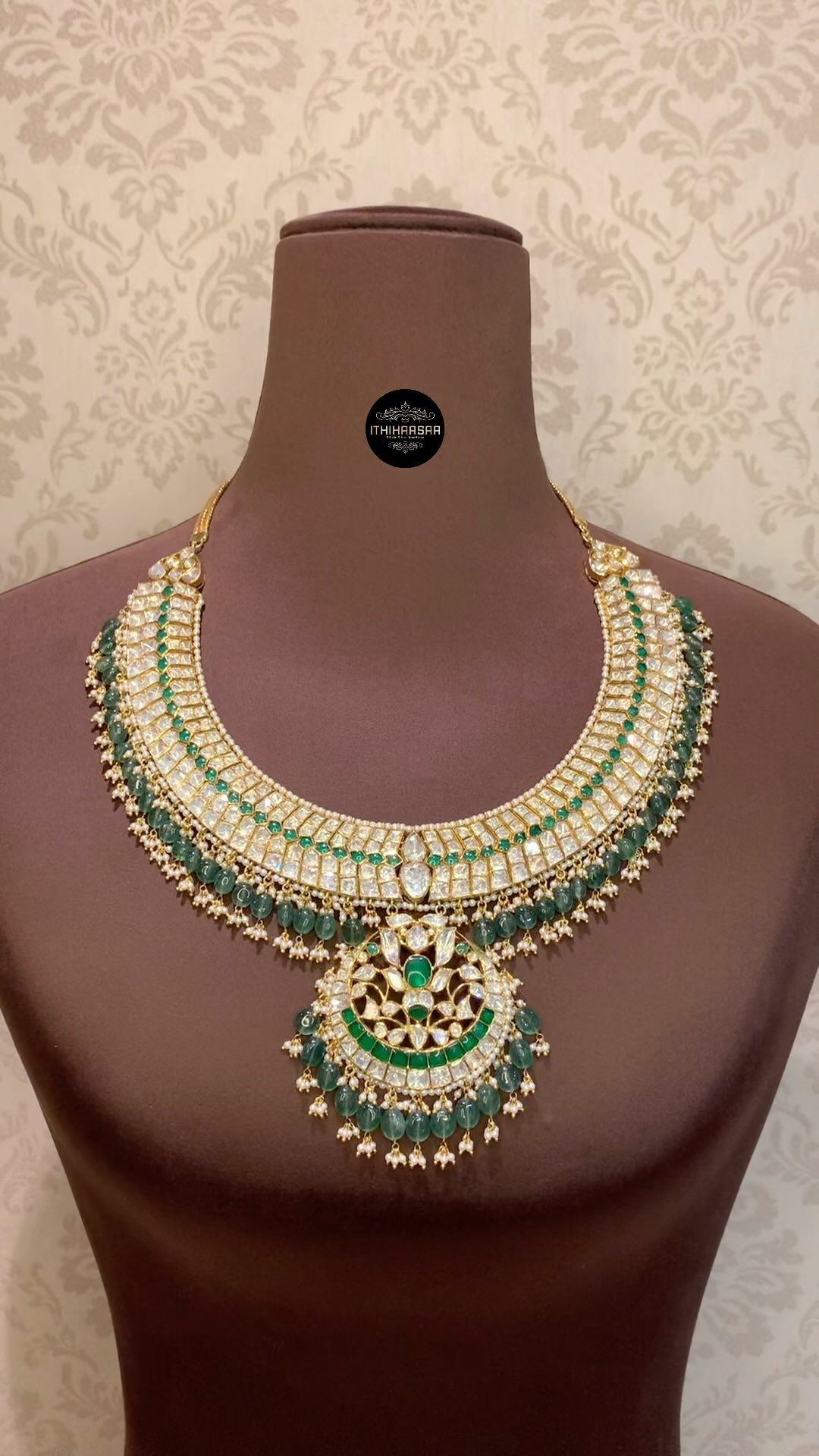 Gold Finish Polki Bridal Necklace From