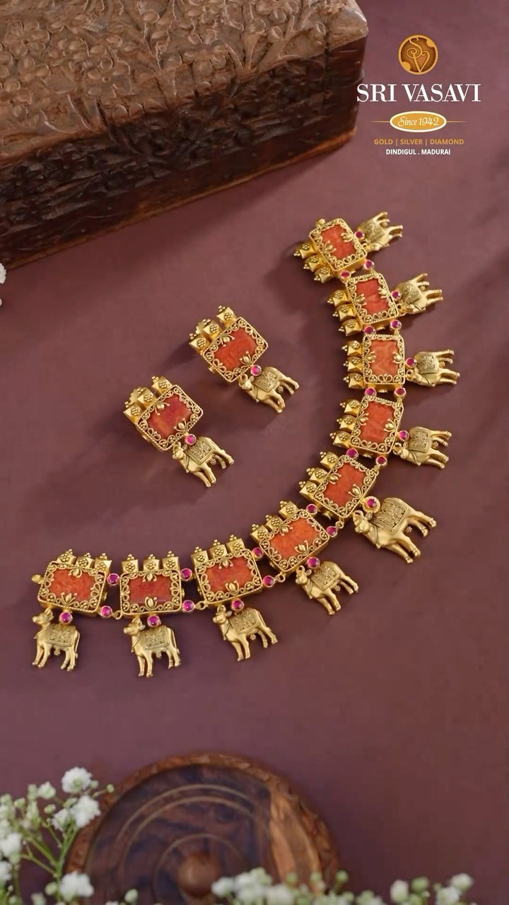 Gold Kamdhenu Necklace From