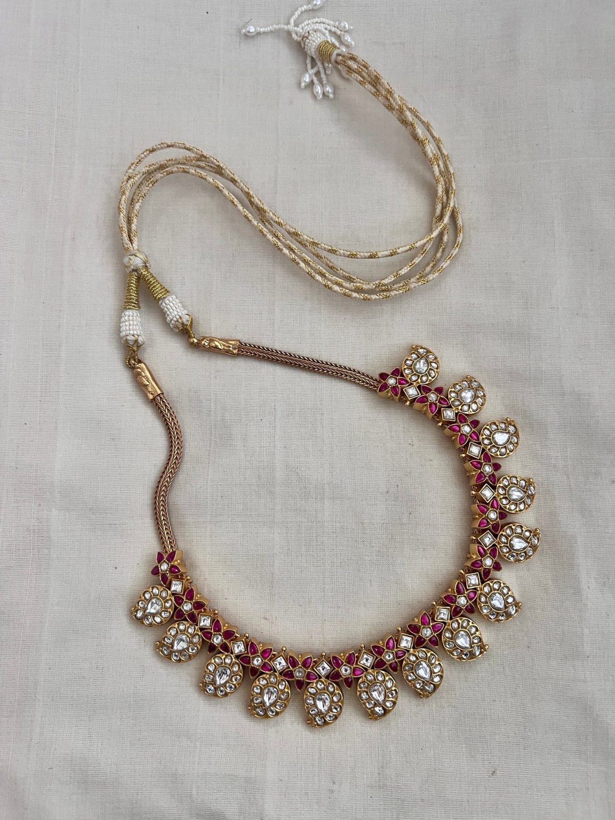 Kundan and Ruby Paisley Necklace From