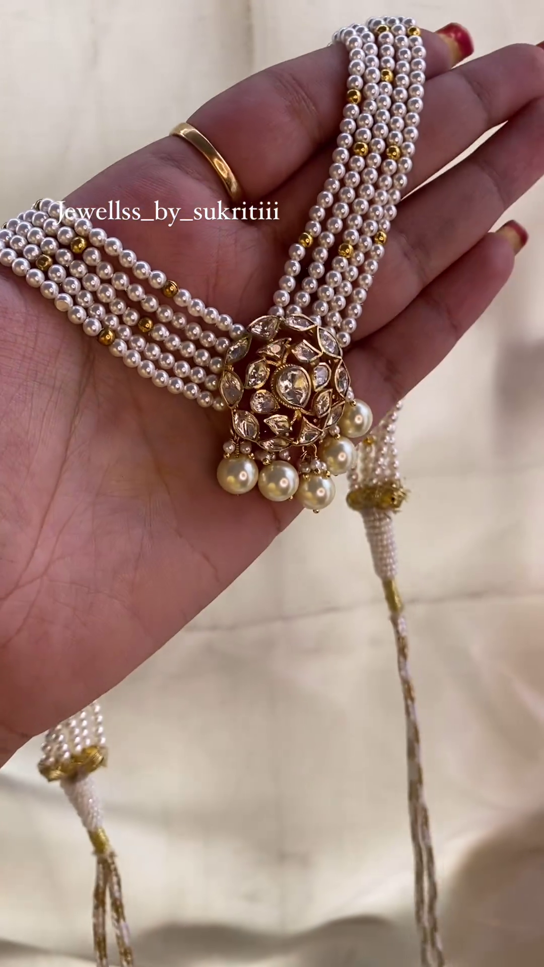 Moissanite Polki Pearl Choker From