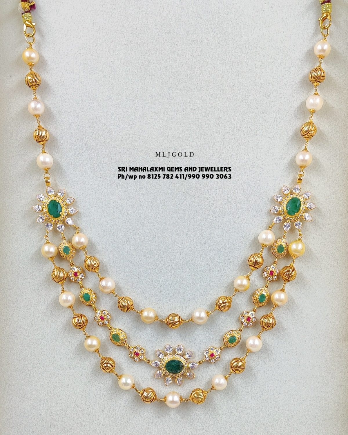 Peal & Gold Balls Layered Necklace From