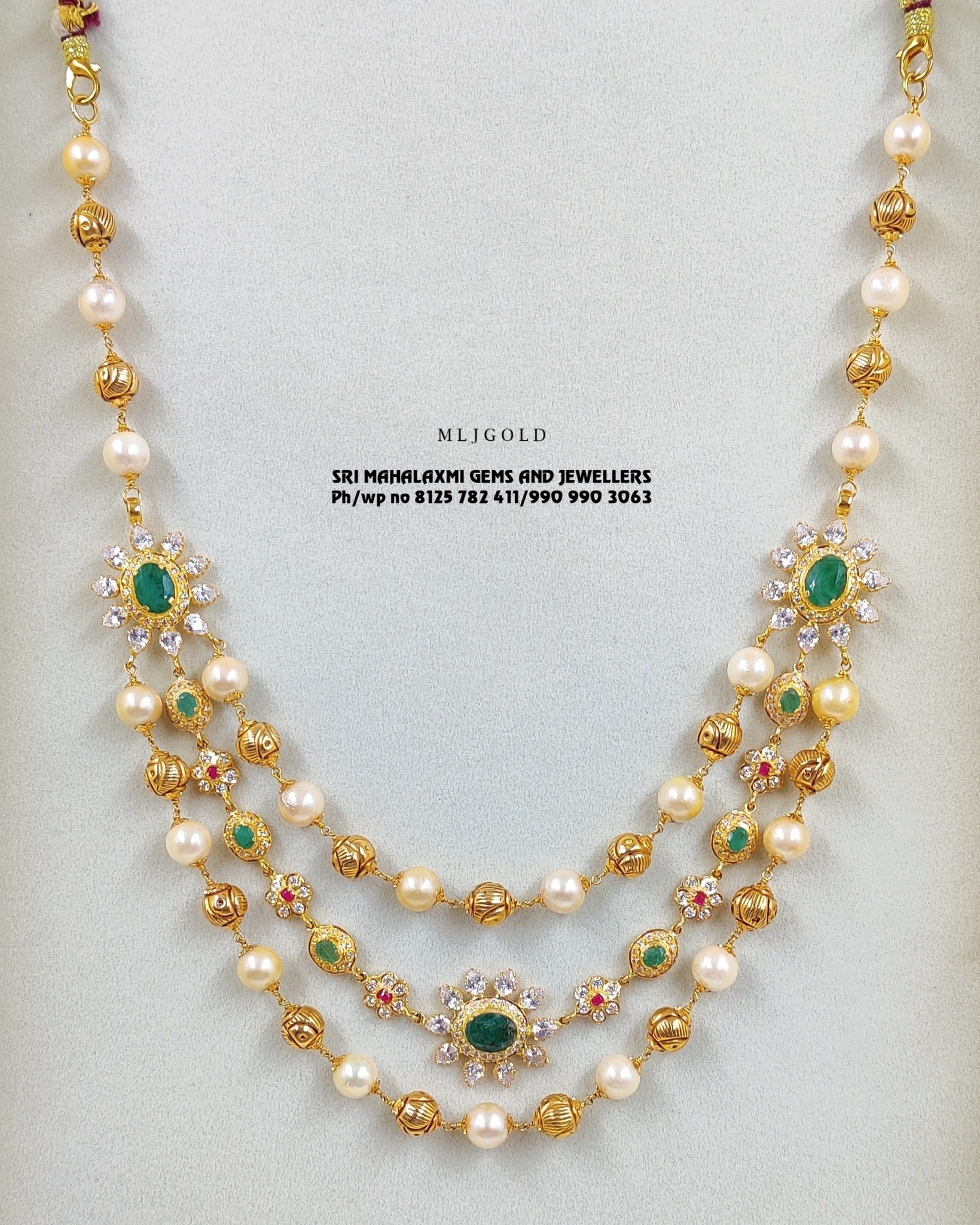 Peal & Gold Balls Layered Necklace From