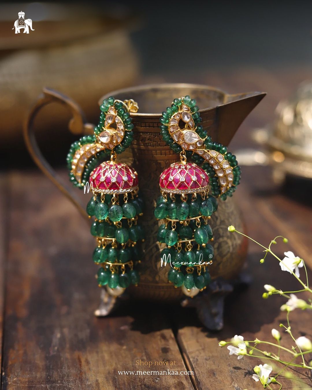 Uncut Moissanite Polki Jhumkas From Meermankaa