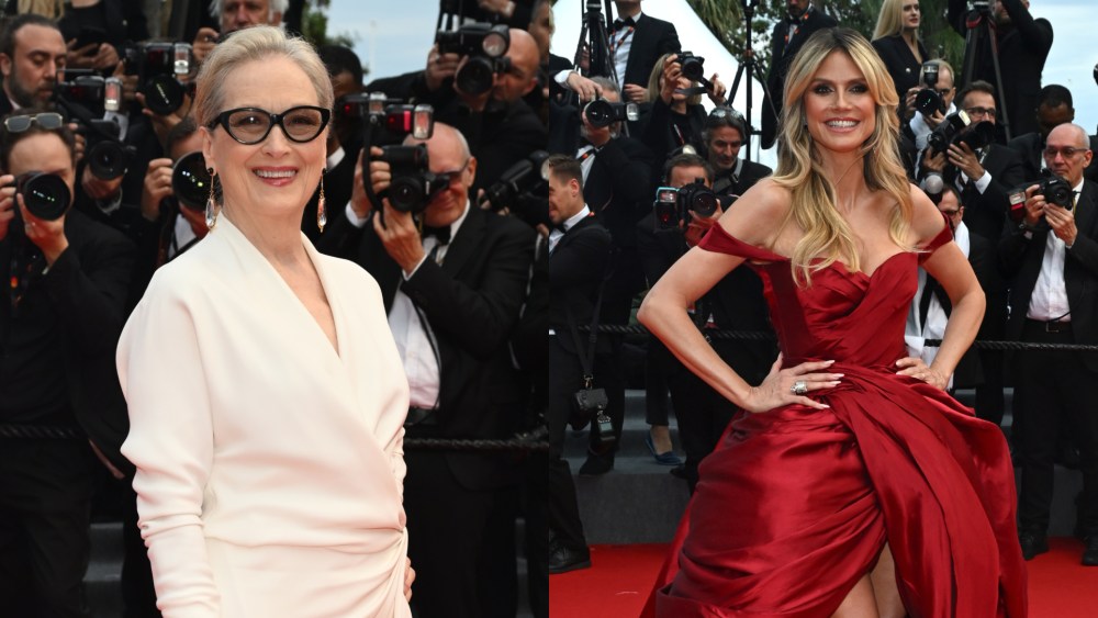 Meryl Streep and Heidi Klum at "The Second Act" screening & Opening Ceremony Red Carpet at the 77th Cannes Film Festival held at the Palais des Festivals on May 14, 2024 in Cannes, France.