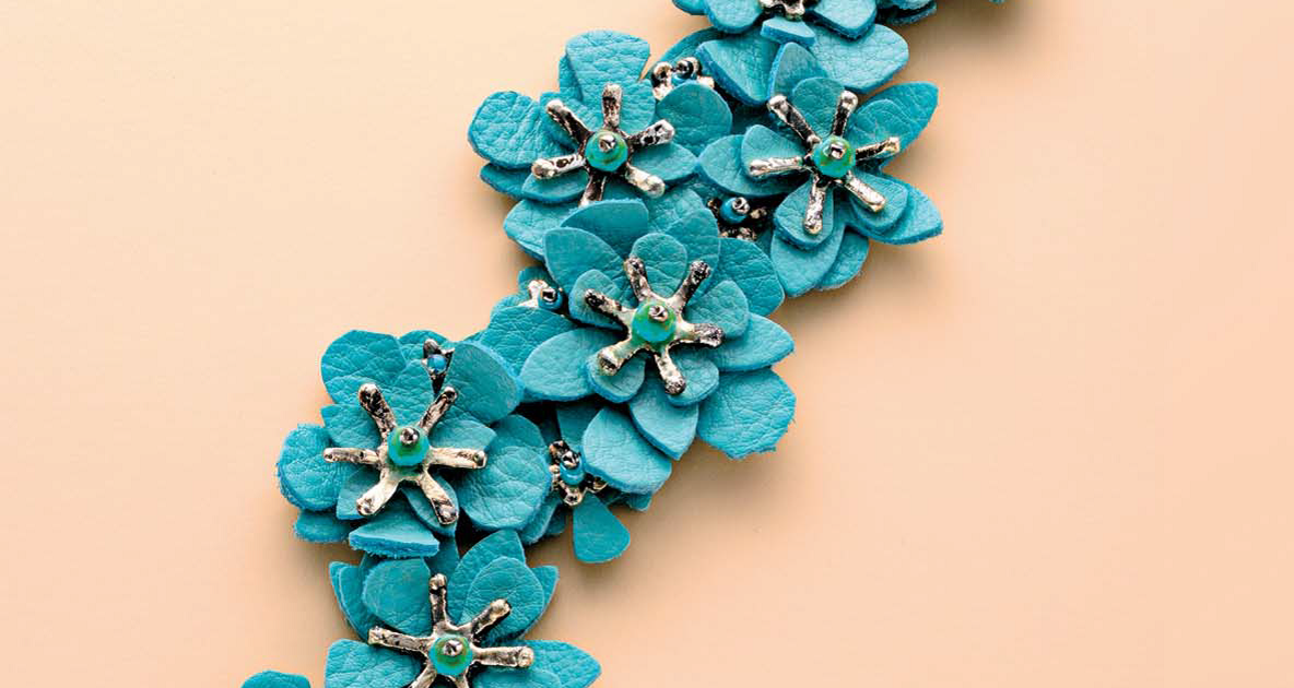 turquoise leather flower bracelet by Jill MacKat