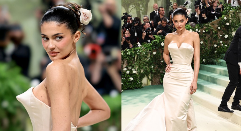 凯莉·詹纳 (Kylie Jenner) 身着纪梵希 (Givenchy) 尖杯连衣裙出席 2024 年 Met Gala