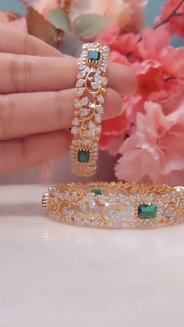 Gold Plated Diamond Alike Bangles From