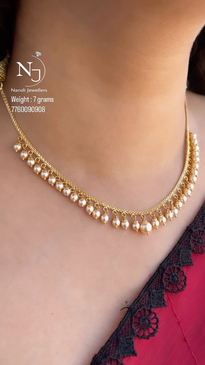 Gold Pearl Necklace From