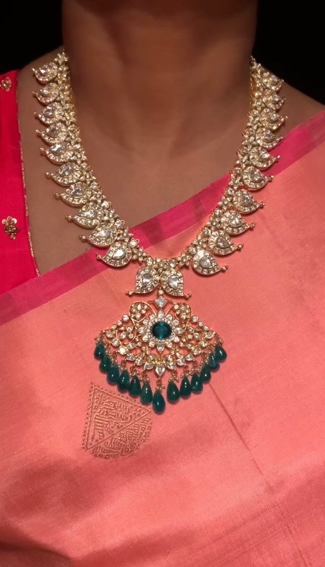 Gold Plated Uncut Polki Mango Haram From 'Ithihaasa'