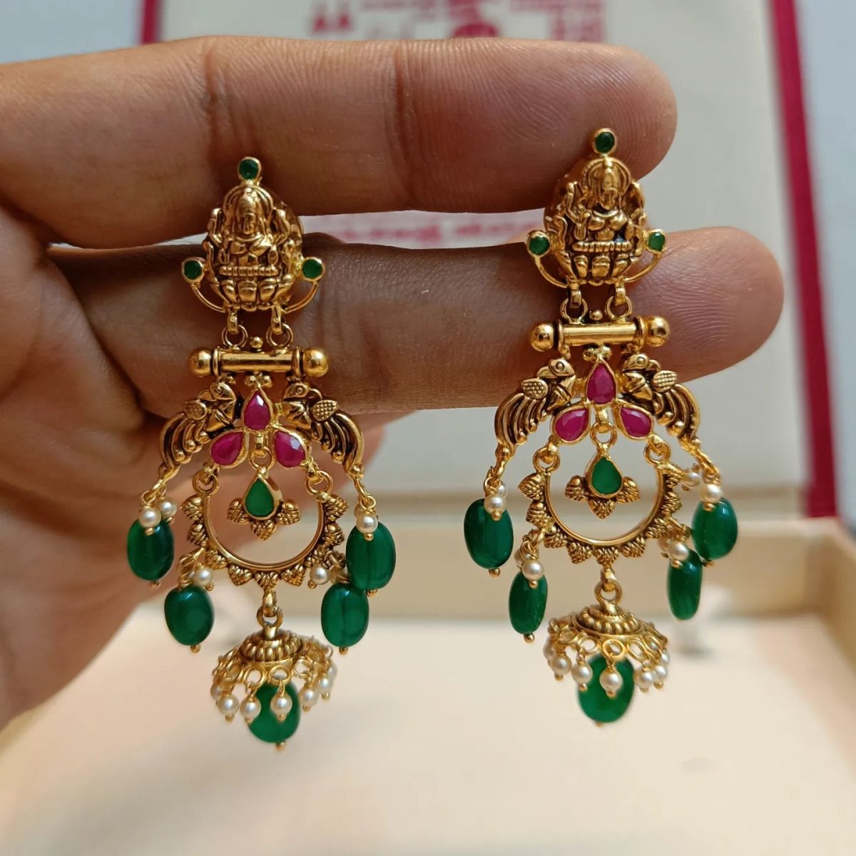 Gold Temple Chandbali Earrings From