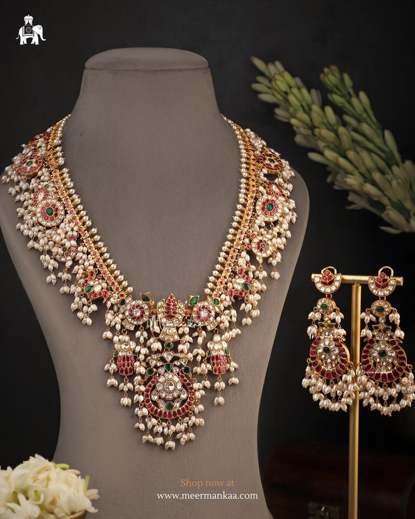 Traditional Peacock Motifs Guttapusalu Necklace From
