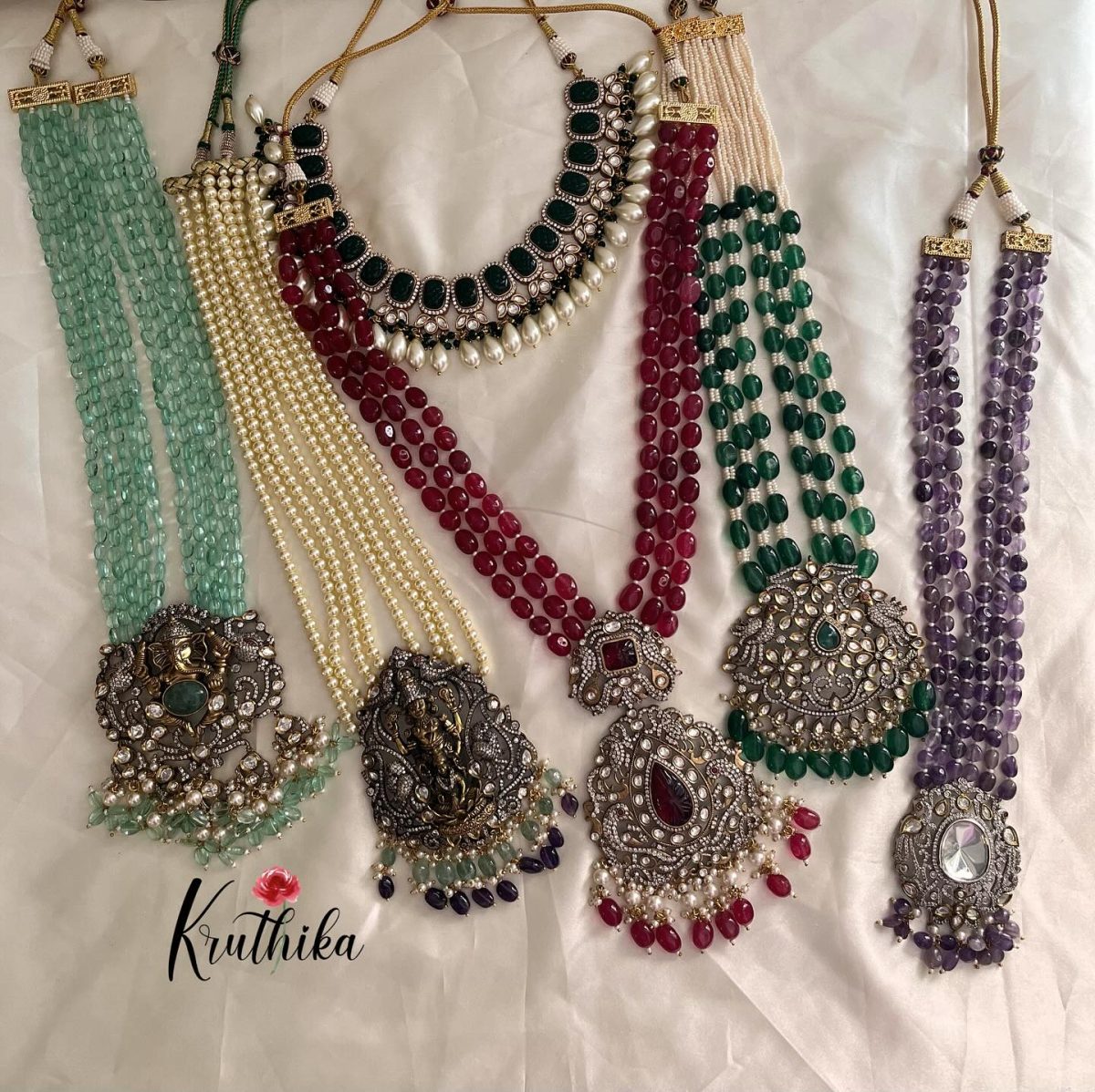 Victorian Pendant Beaded Long Necklace From