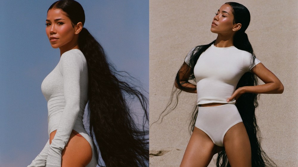 Jhené Aiko, skims underwear shorts tees cotton collection, modeling