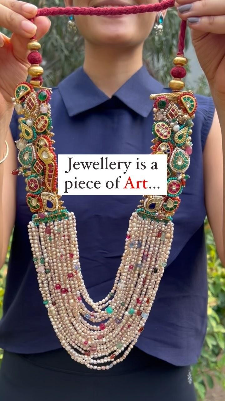 Gold Antique Kundan Bridal Necklace From 'Sri Amman Jewellers Erode'