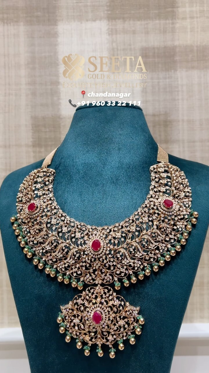Gorgeous Flower Vines Design Diamond Necklace From 'Seeta Gold and Diamonds'