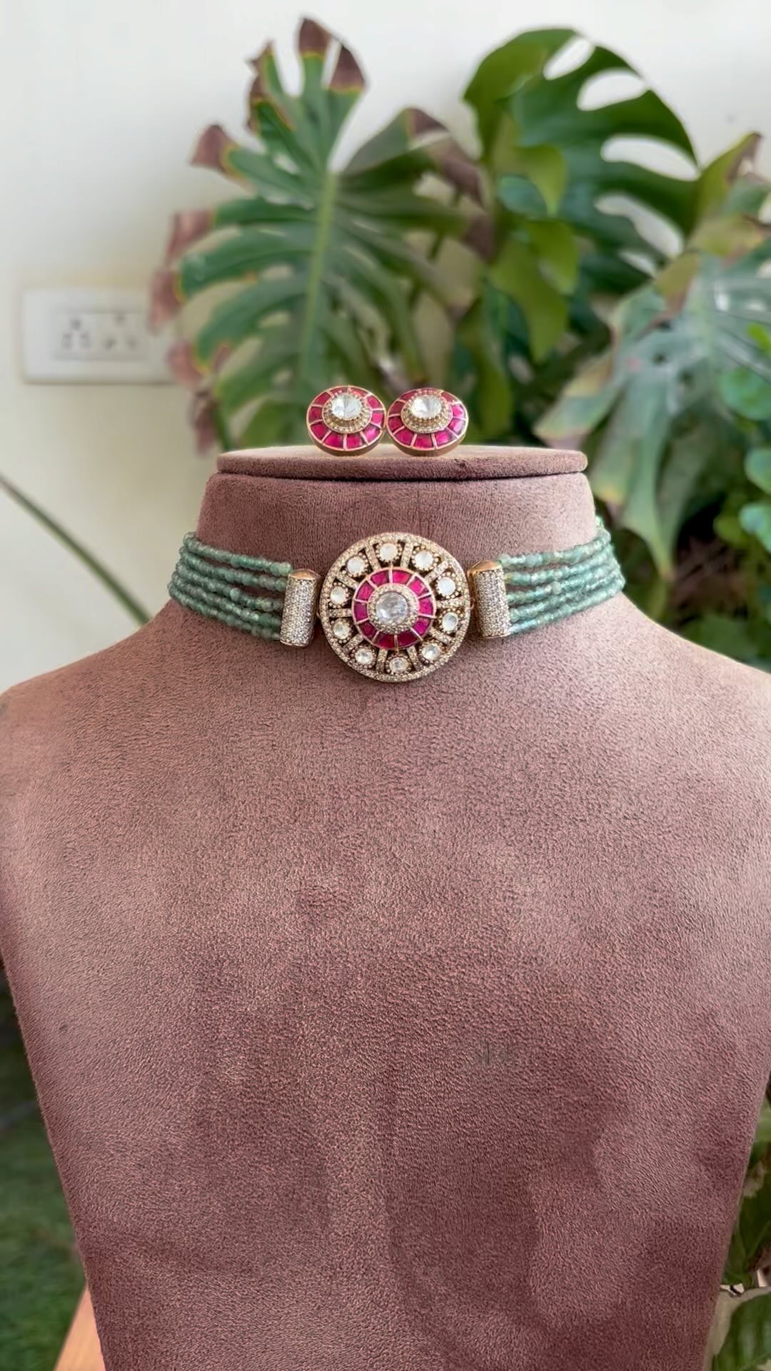 Imitation Polki and Emerald Stones Necklace From 'Jewelleryhubbjaipur'