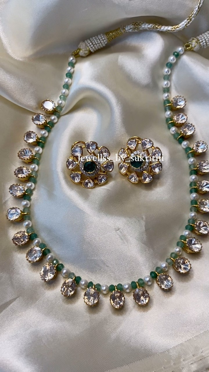 Moissanite Polki Necklace With Stud From 'Jewells By Sukriti'