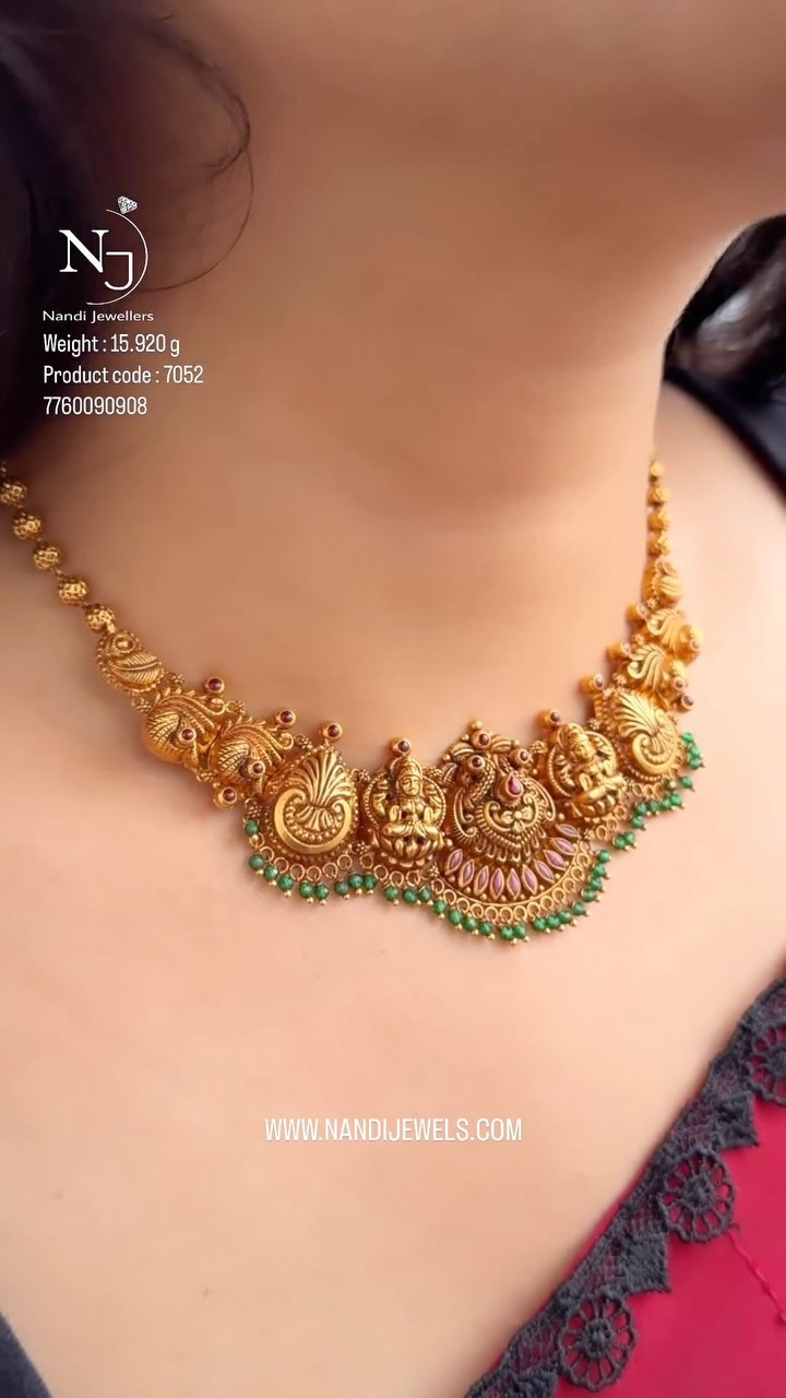 Gold Lakshmi and Peacock Choker From