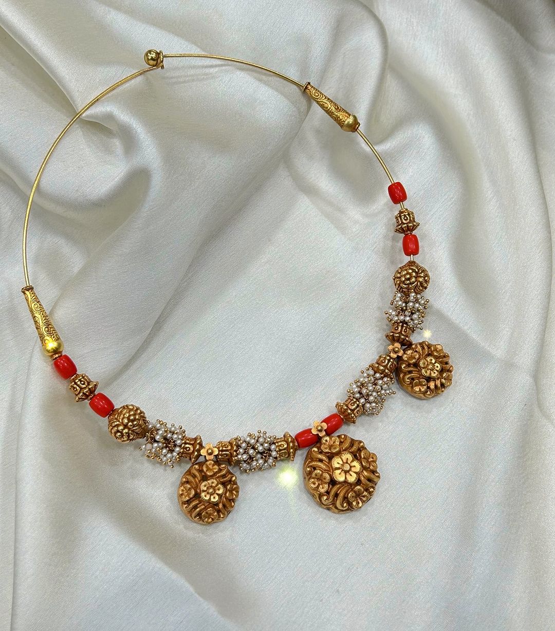 Antique Lakshmi Pendant Beaded Haram From 'Srinivasa Jewellers'