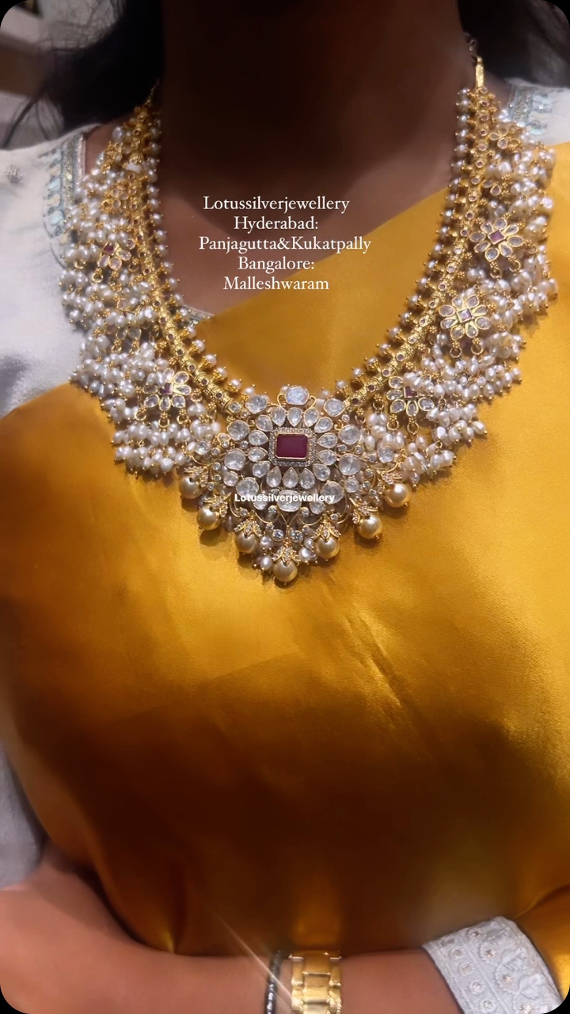 古董莲花镀金 Guttapusalu 项链 • 南印度珠宝