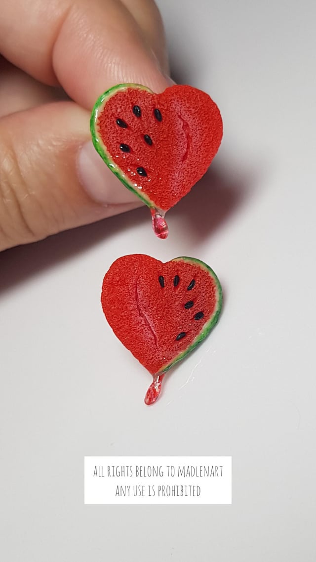 我用软陶制作的西瓜耳环